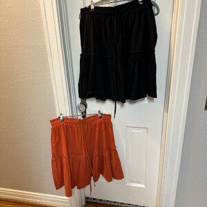 Women's Black and Orange Mini Skirt Set
